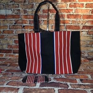 Striped Red and Black Tote Bag